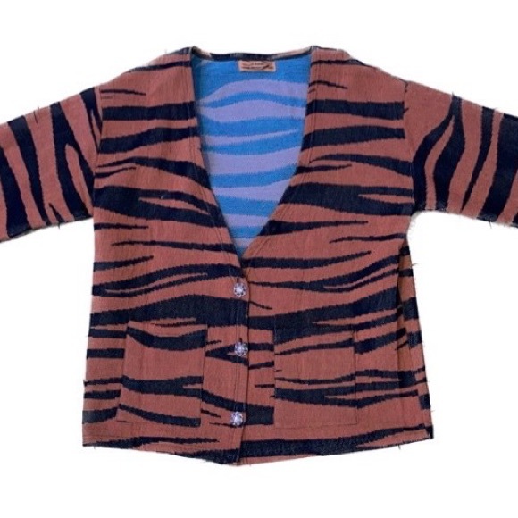 Hand Knitted Tiger Print Cardigan - Picture 1 of 5